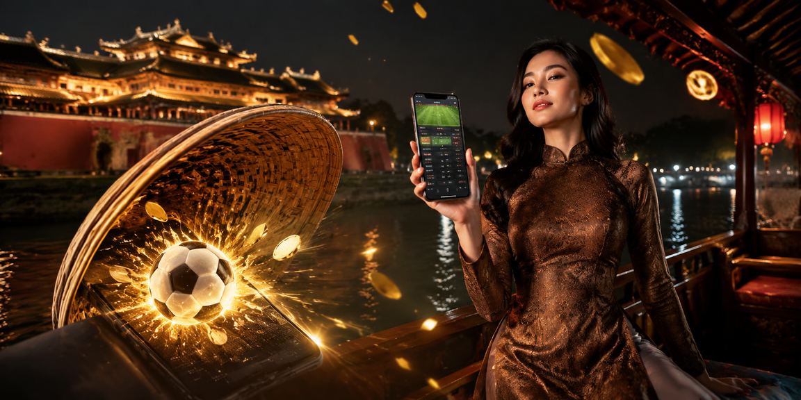 Người dùng tại Huế chơi casino di động bên chiếc nón lá truyền thống